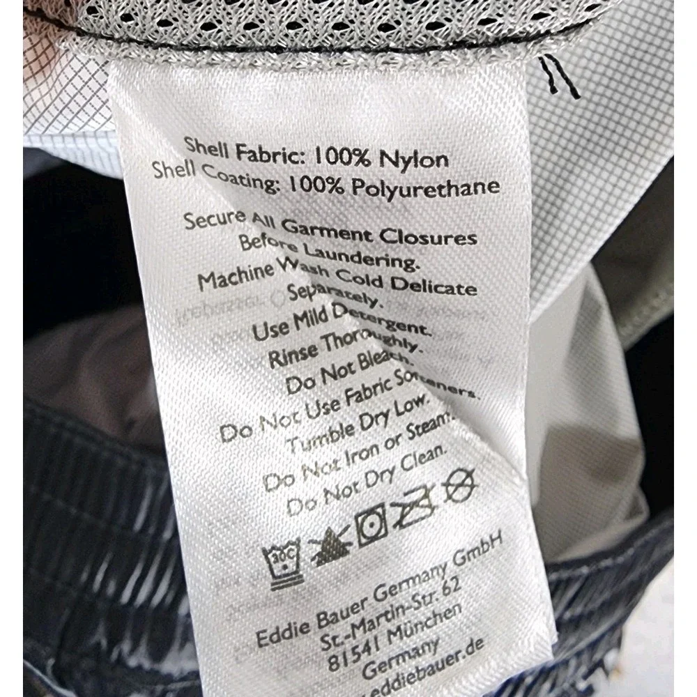 Eddie Bauer Cloud Cap Rain Pant Mens XLT Black Zip Pockets Adjustable Cuffs NWT